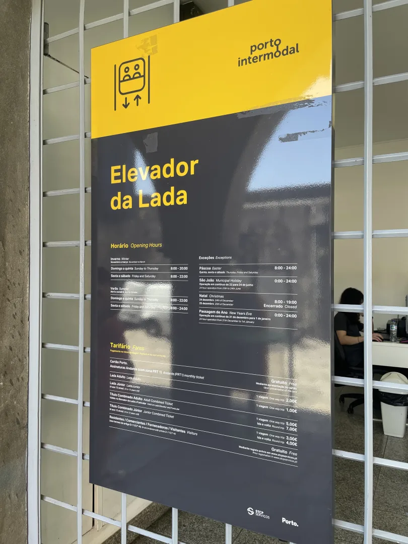 horaires et tarifs Ascensor da Ribeira